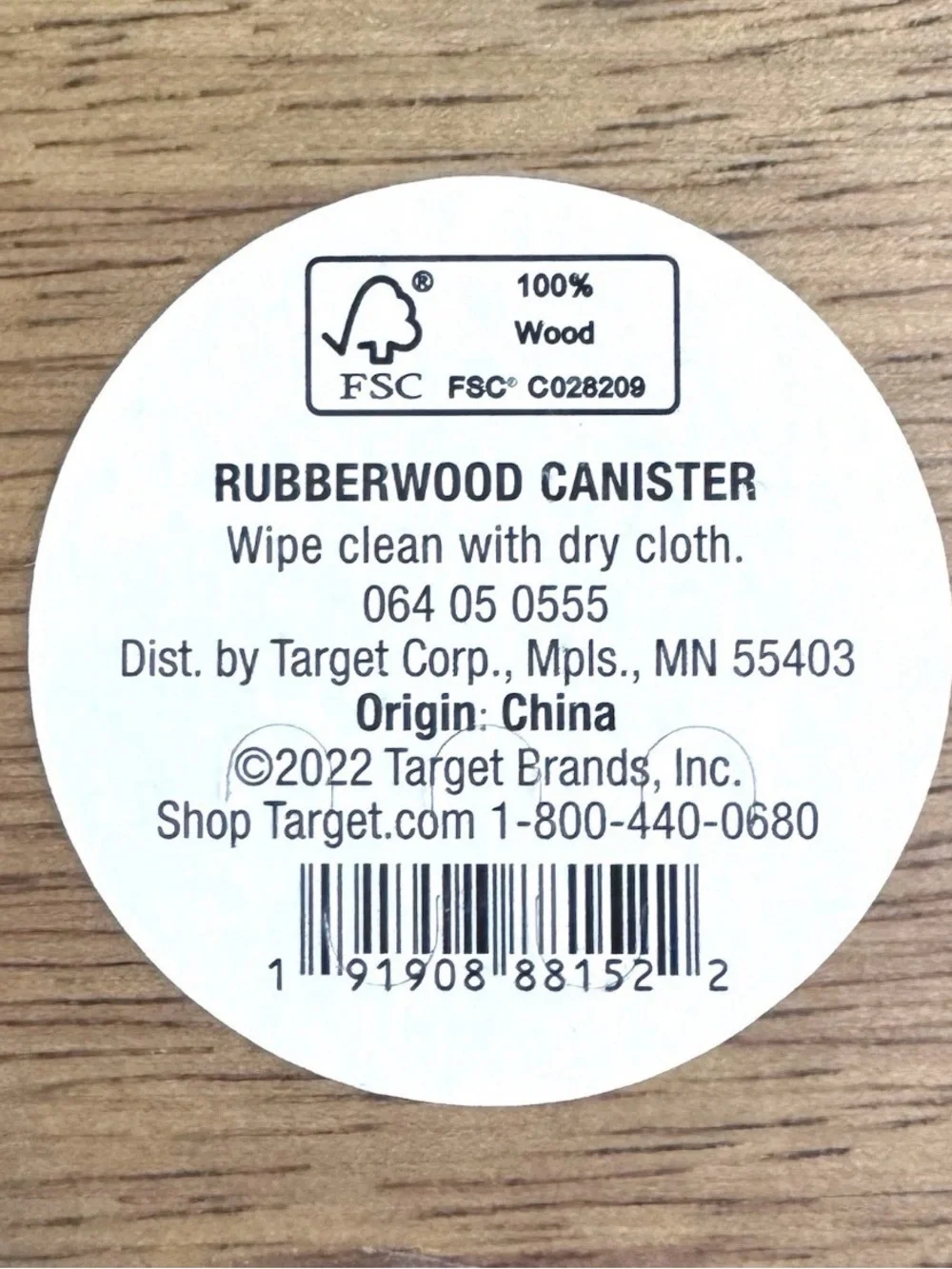 New Target Threshold Round Wooden Canisters Leather Loop Handle - Set of 2